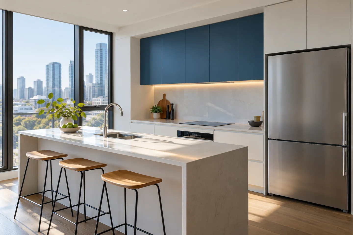 Quiet apartment kitchen in natural daylight